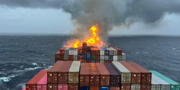 马士基旗下集装箱船航行途中动怒，多个货柜受损